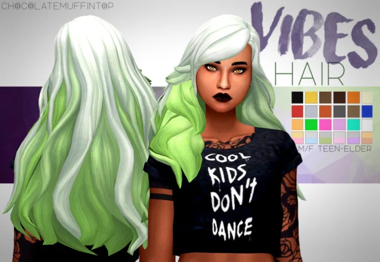 Green vibes hair ombre for female sims 4