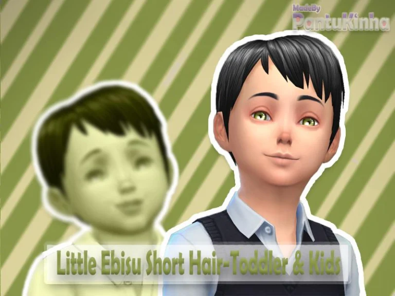 Little Ebisu Short Sims 4 Hair Mod for Kids Made by PantuKinha