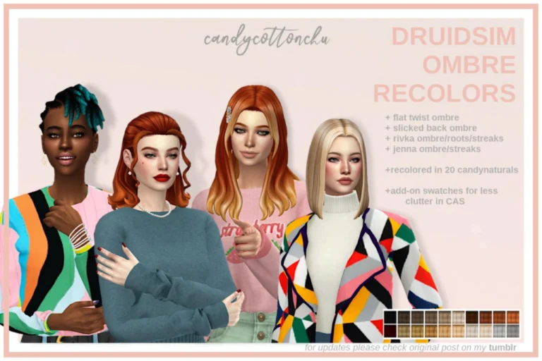 Ombre Accessory Recolors: 20 Natural Swatches, Meshes Required