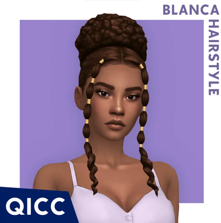 Big Top Bun Hair with Bubble Braid Bangs for Female [MM]