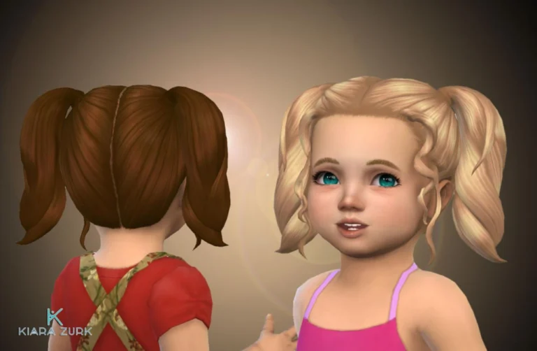 Marina Pigtails: Toddler Hairstyle, 18 Colors, Base Game Compatible